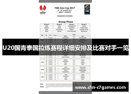U20国青泰国拉练赛程详细安排及比赛对手一览